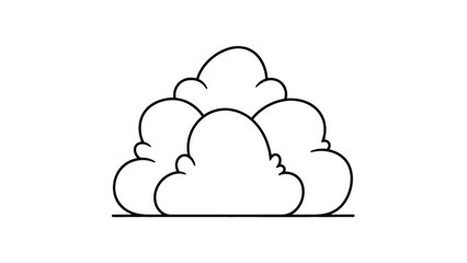 Simple line drawing of a fluffy cloud with a flat base