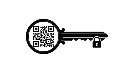 A key with a qr code integrated into the head silhouette