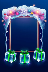 christmas frame with gift boxes