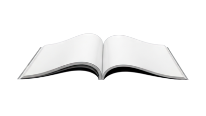 Open Book with Blank Pages on White Background