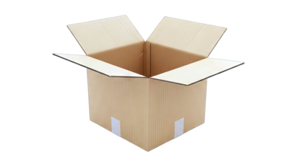 Open Cardboard Box Isolated on White Background