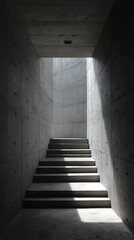 Fototapeta premium concrete stairwell bathed in light and shadow