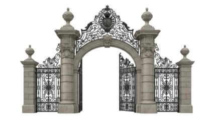 Ornate Gate Opens to Reveal Architectural Detail