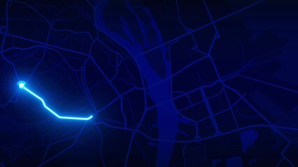 Neon GPS Map Kyiv – Blue Route Flow