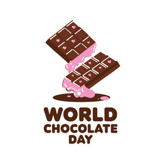 World Chocolate Day Celebration Illustration with Melting Chocolate Bar