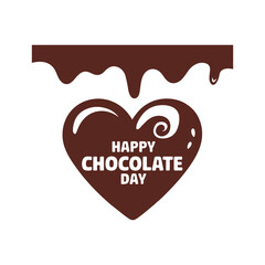 Happy Chocolate Day Heart Design with Melting Chocolate on White Background