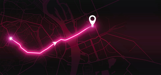 Kyiv GPS Map &ndash; Pink Vector Navigation
