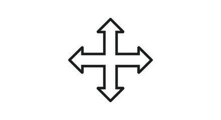 Fototapeta premium Four arrows pointing in cardinal directions a minimalist graphic silhouette