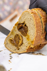 Assorted Healthy Sourdough Breads from Home Bakery. Artisan Bread Fresh from Oven. Rustic Homemade pastry