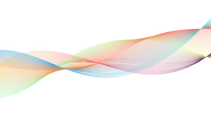 Flowing gradient wave lines with smooth blend effects. Abstract wavy line blend element for design. Digital frequency track equalizer. Colorful, shiny wave with lines created using the blend tool.
