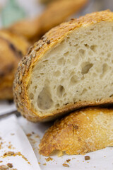 Assorted Healthy Sourdough Breads from Home Bakery. Artisan Bread Fresh from Oven. Rustic Homemade pastry