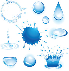 Assorted Blue Water Droplets and Splashes liquid