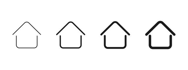 House outline icon. Minimal home shape with rounded base forming a clean architecture symbol. Simple real estate graphic used in property apps as a modern housing sign and structural concept.