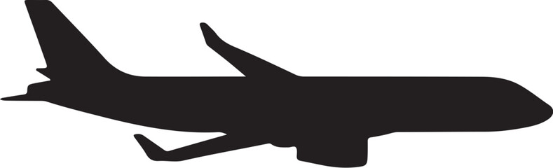 Silhouette of a modern passenger jet airplane in flight viewed from the side on a white background aircraft on transparent background © mHs