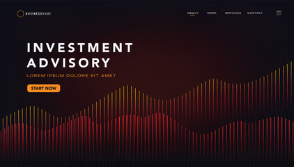 Investment Advisory Website Header Dark Background With Dynamic Financial Chart