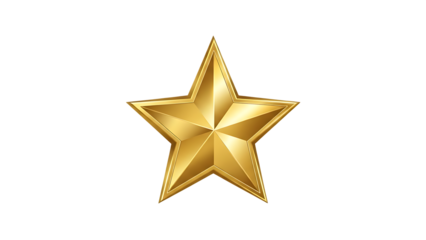 Realistic golden star illustration graphic design element isolated on transparent background