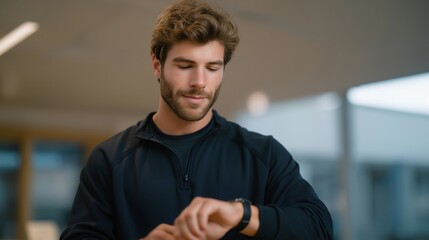 A man adjusting supportive braces on his wrist before beginning light occupational therapy exercises at a clinic — practical rehabilitation tools and everyday injury recovery. cinematic color