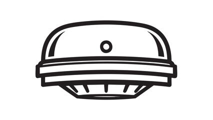 Fototapeta premium Isolated black and white police officer cap vector illustration featuring a blank safety helmet symbol and military head protection equipment icon