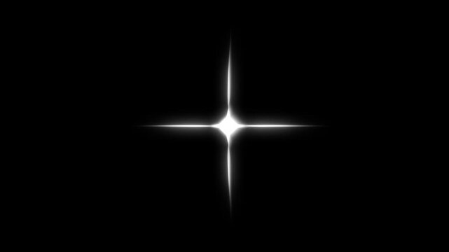 White cartoon sparkle twinkle stars, glowing light trails and flat vector doodle blinking effects creating a magical starry night sky in a seamless 4K looping animation over a deep black screen