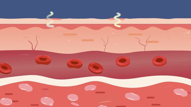 Syphilis &ndash; Pathophysiology from initial infection to bloodstream invasion leading to widespread rash , Animated Cartoon