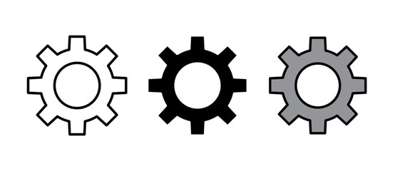 Settings Gear Icon configuration symbol, tools, system control, stroke filled and colored icon set.