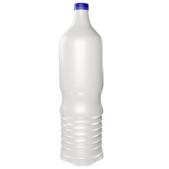 Realistic 3D Render of White Plastic Bottle with Blue Cap
