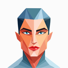 Geometric illustration of a man's portrait from a frontal view