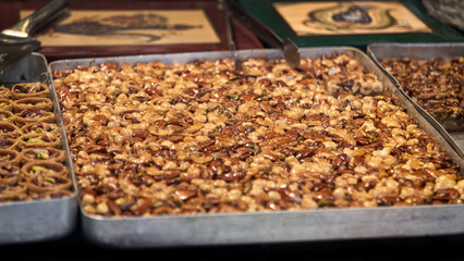 Caramelized nuts traditional Turkish dessert.