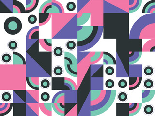 Abstract colorful geometric circles seamless pattern vector illustration background texture design