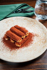 Rich chocolate dessert layered with cocoa that promises a sweet indulgence