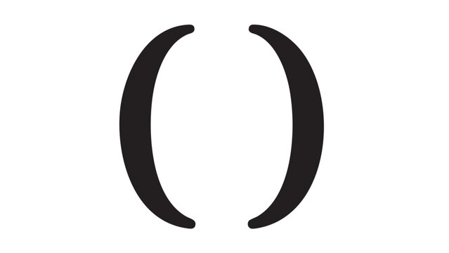 A pair of curved black brackets against a white background viewed directly