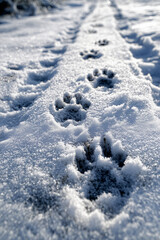 Obraz premium Dog Paw Prints in the Snow