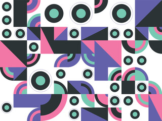 Colorful retro vector seamless pattern illustration with numbers and circles decoration