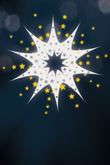 The Christmas star shines in the night sky and symbolizes the birth of Jesus Christ. 
