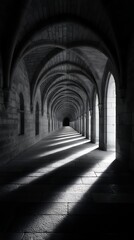 Fototapeta premium vaulted corridor with alternating light bands