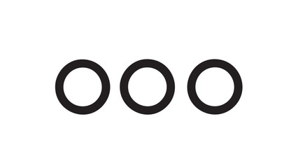 Fototapeta premium Three black rings aligned horizontally on a white background
