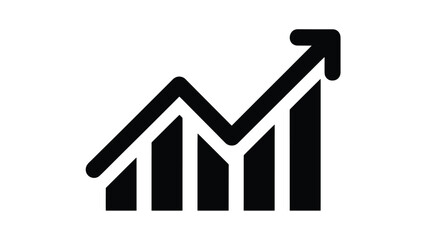 Bar chart vector with upward arrow for growth and analytics