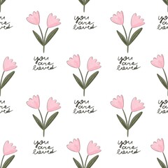 seamless pattern with cartoon flowers. hand drawing. design for fabric, print, textile, wrapper