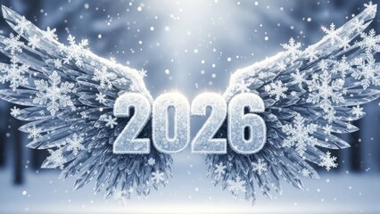 Winter Wings Soaring Behind 2026 Snowy Night Scene.