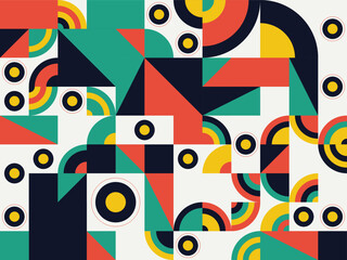 Colorful abstract seamless geometric pattern illustration vector design art with bright square shape texture and retro spiral decoration backdrop