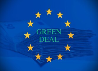 Pile of fifty euros on the table with 