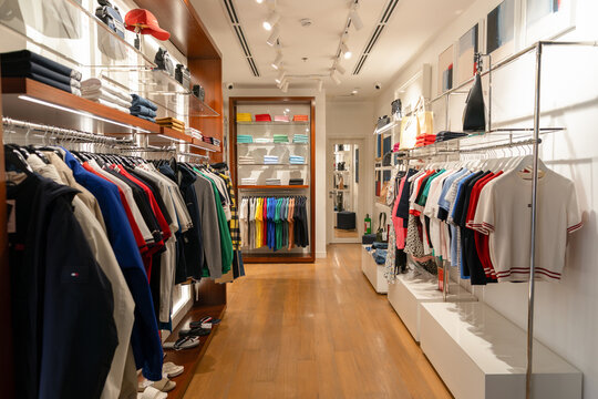 Clothing on display at Tommy Hilfiger store