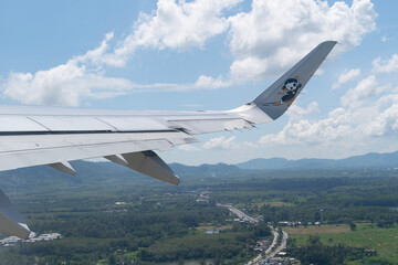 Fototapeta premium View from Scoot Airbus A321neo window during takeoff