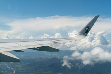 Fototapeta premium View from Scoot Airbus A321neo during climb