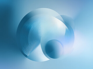 블루 톤 곡선 구조가 만들어내는 미니멀 3D 추상 아트