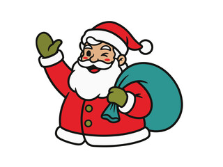 Waving Santa Claus with Sack of Gifts