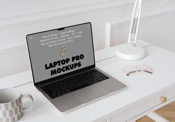 Laptop Pro With Accessories Mockup