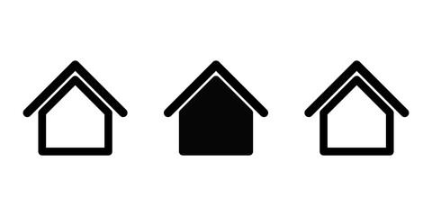 Simple Black and White House Home Residence Mortgage Symbol or Website Homepage Button Badge Sign Icon Set. Vector Image.