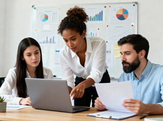 Diverse business team working together in office
