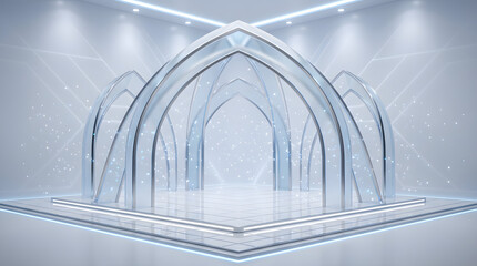Minimal White Arch Abstract Futuristic Interior